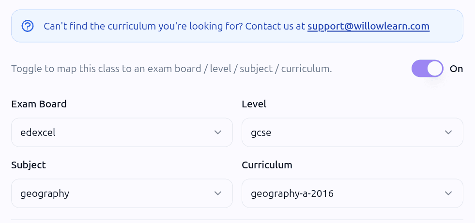 Willow self-paced lessons aligned to curriculum
